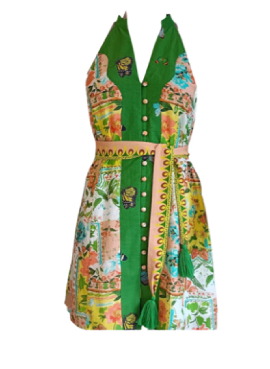 Anna Cate Etta Dress - Green Butterfly
