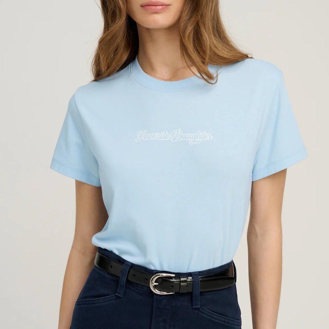 Favorite Daughter Cropped Varsity Tee - Sea Blue