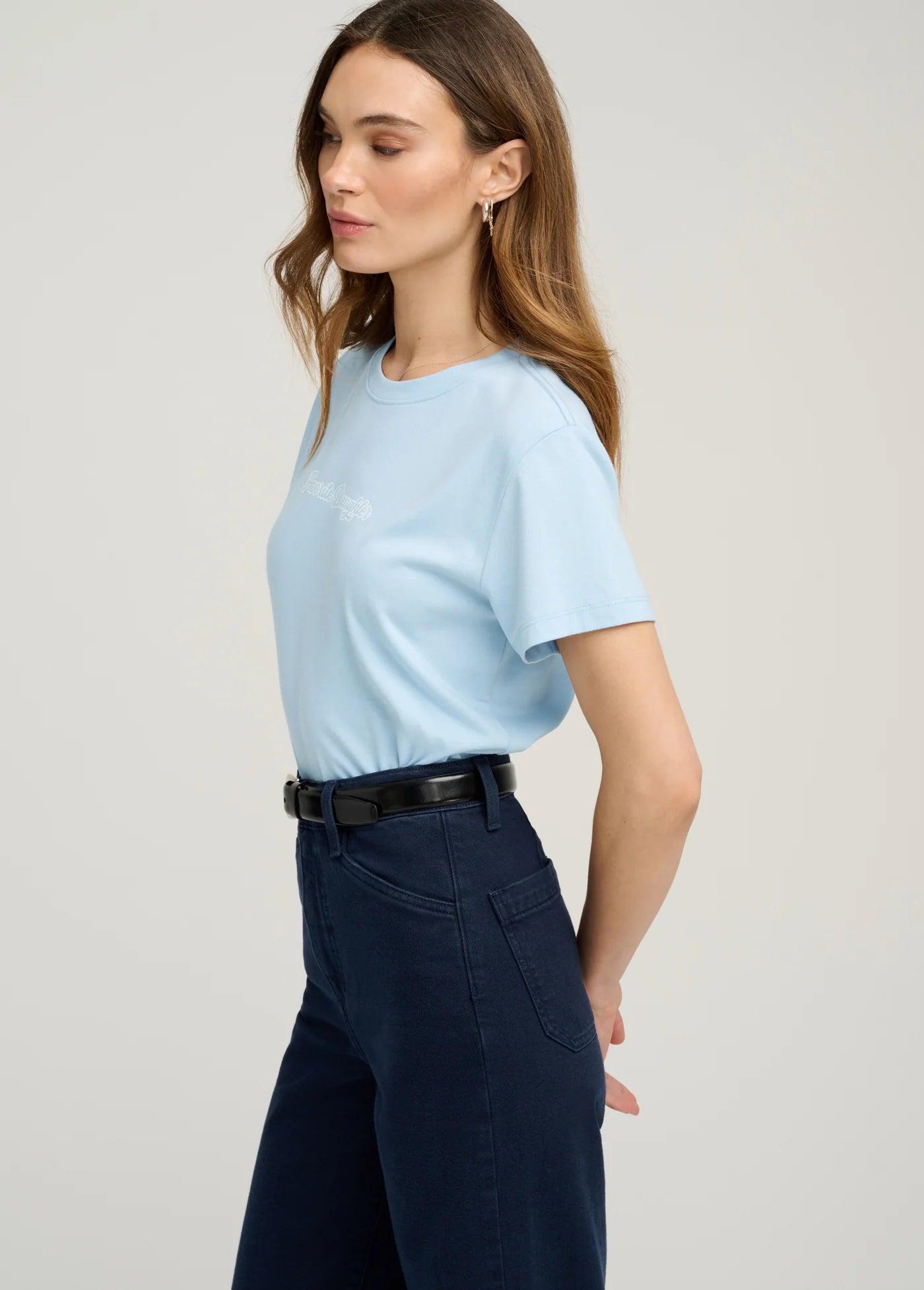 Favorite Daughter Cropped Varsity Tee - Sea Blue
