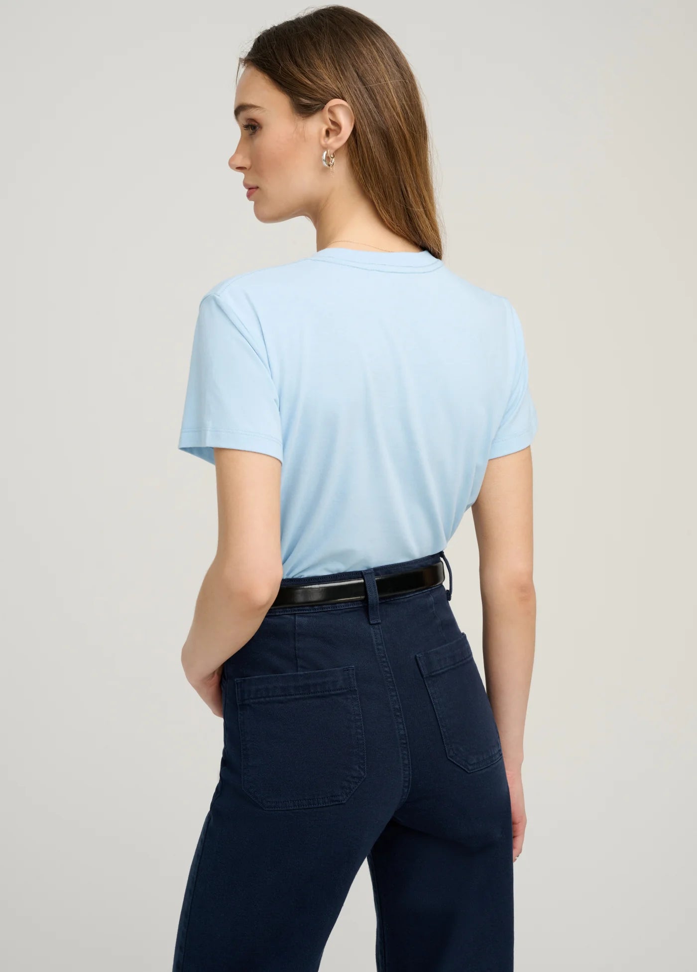 Favorite Daughter Cropped Varsity Tee - Sea Blue
