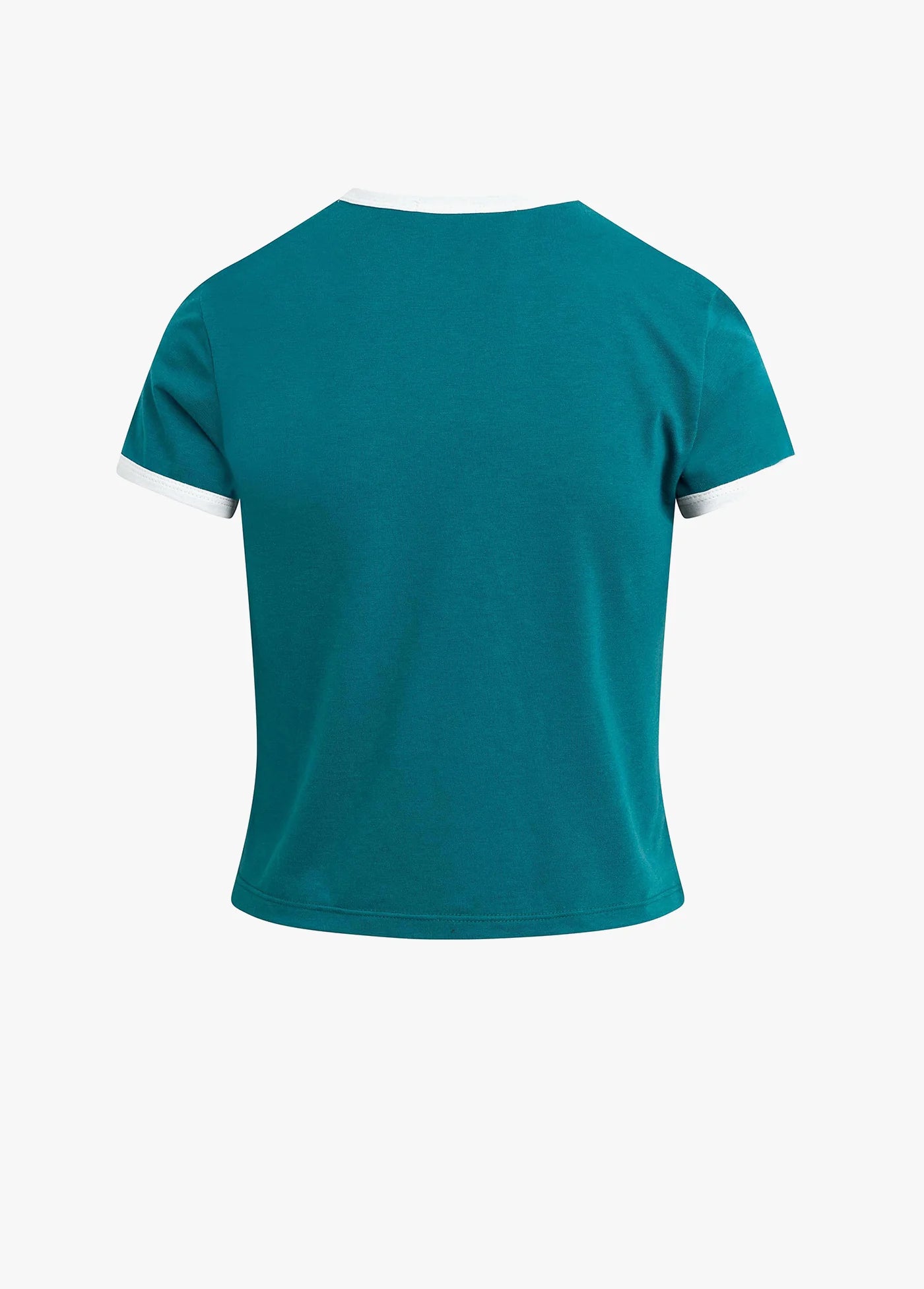 Favorite Daughter Cropped Ringer Tee - Emerald/Off White