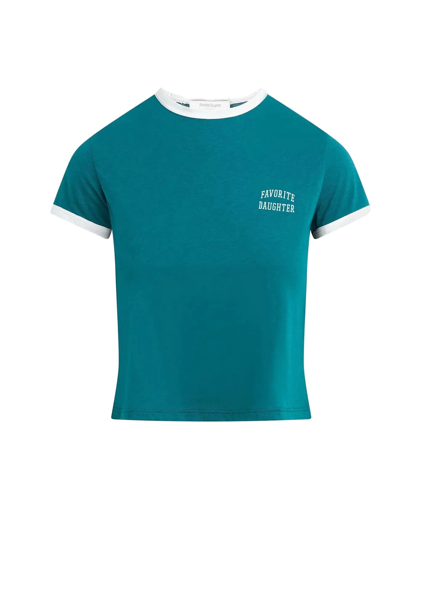 Favorite Daughter Cropped Ringer Tee - Emerald/Off White