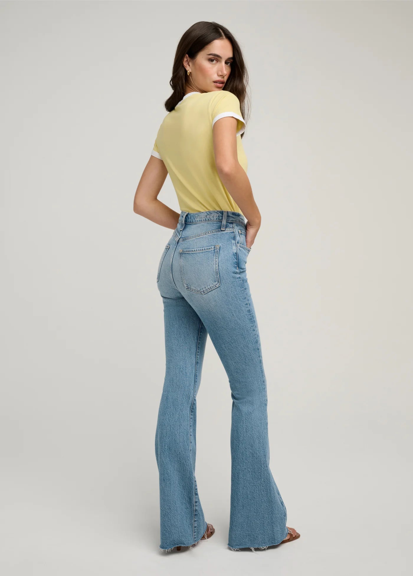 Favorite Daughter Cropped Ringer Tee - Golden/Off White