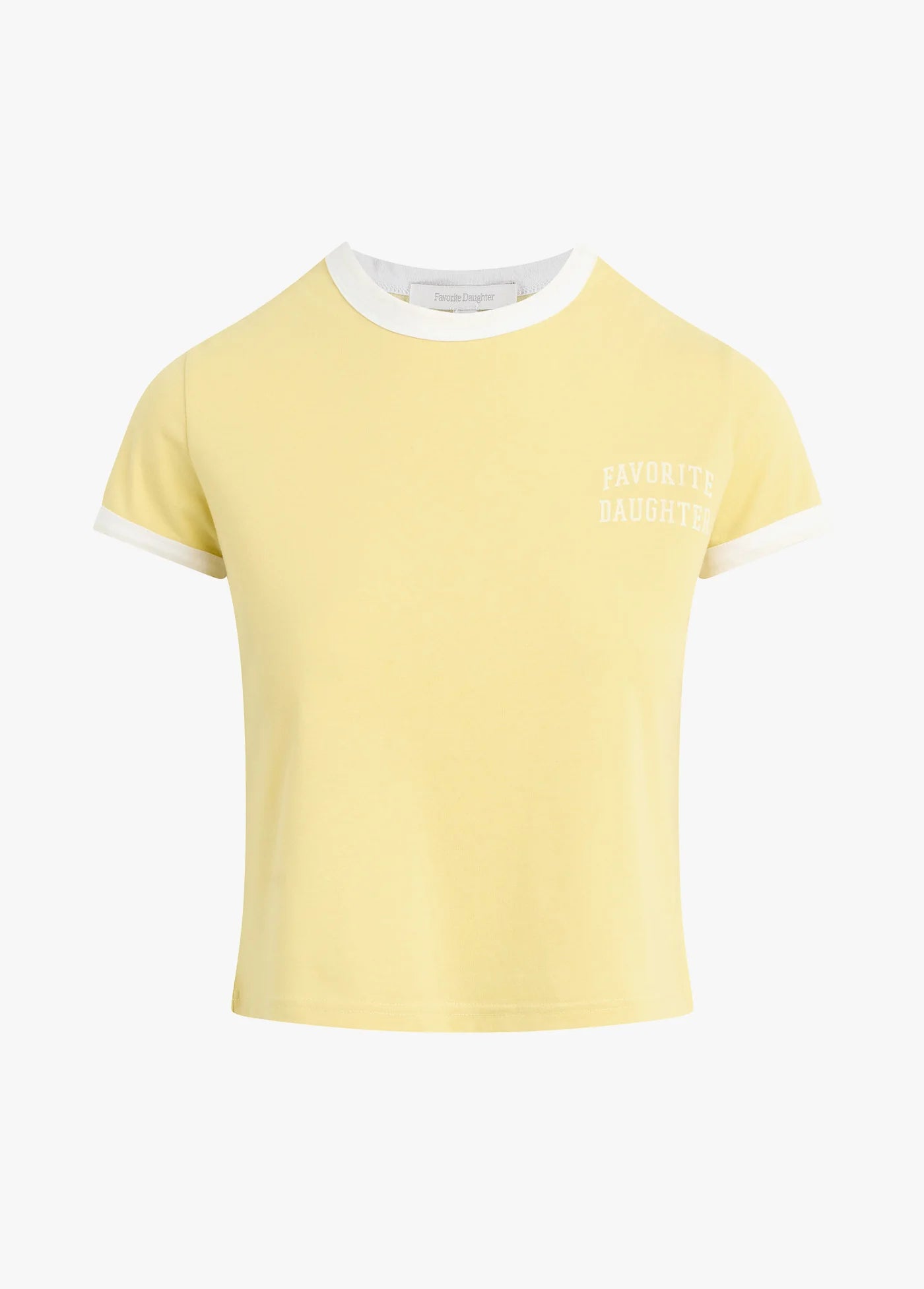 Favorite Daughter Cropped Ringer Tee - Golden/Off White