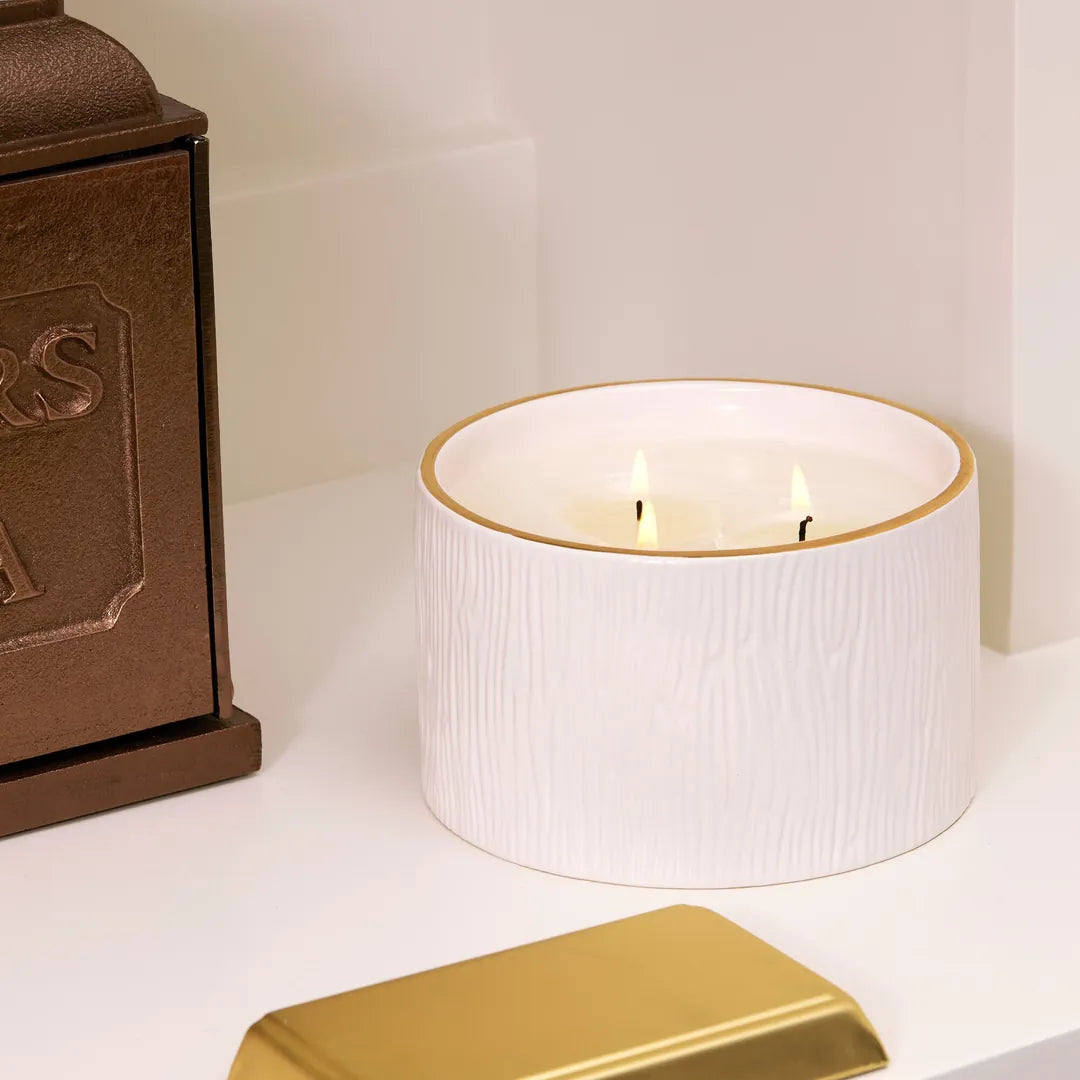 Thymes Frasier Fir Gilded Ceramic Poured Candle - 3-Wick