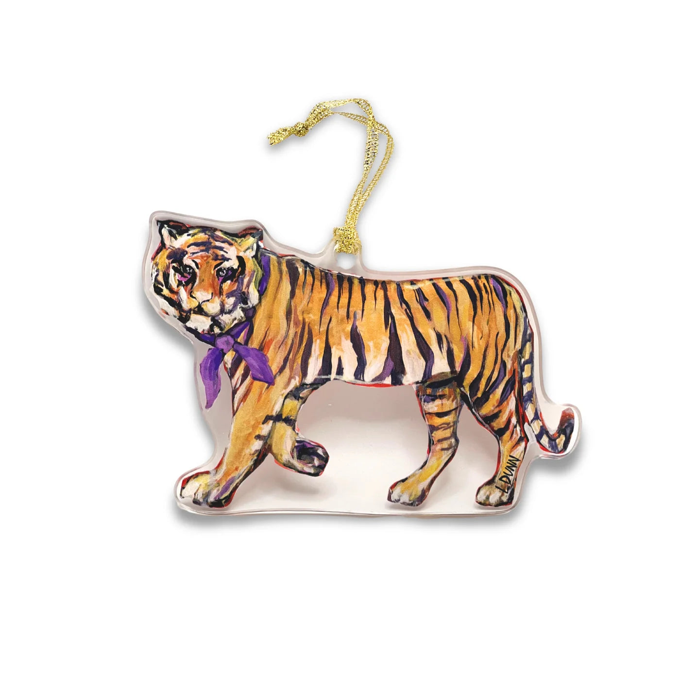 Gameday Tiger in Purple Acrylic Mascot Ornament