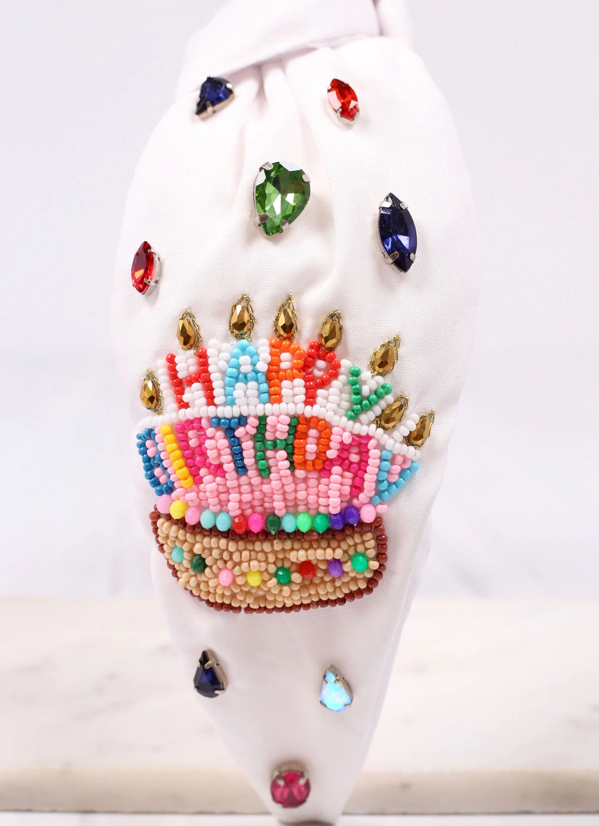 Happy Birthday Cake Headband - White