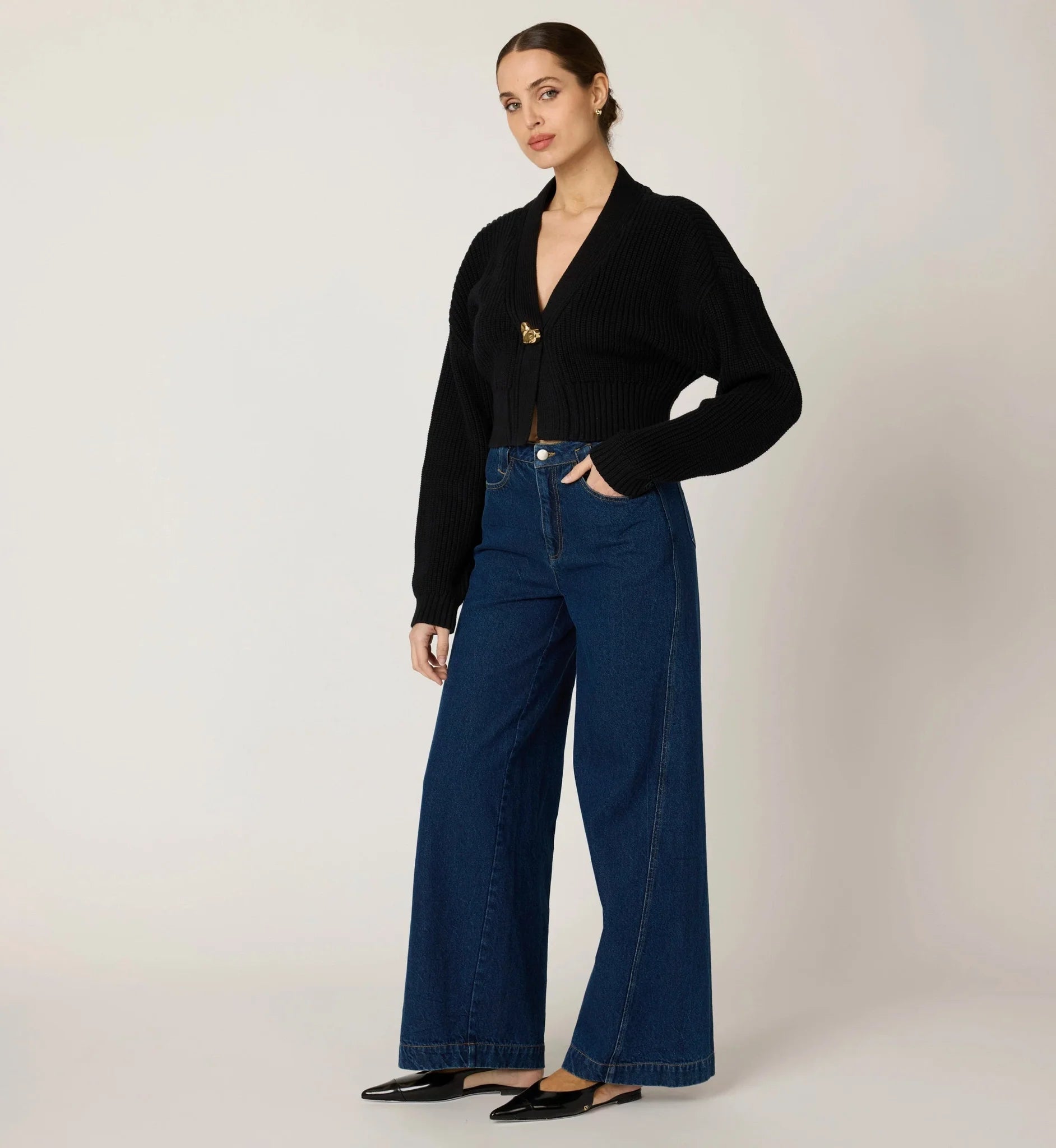 Cleobella Heart Sweater Cardigan - Black