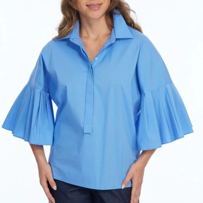 Hira Flare Sleeve Top - French Blue