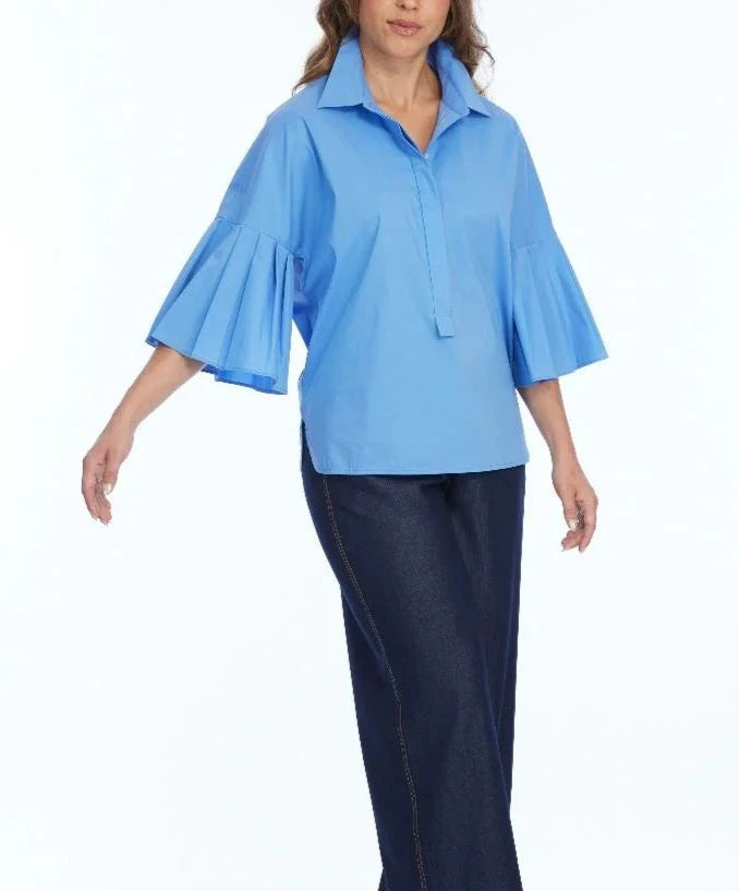 Hira Flare Sleeve Top - French Blue