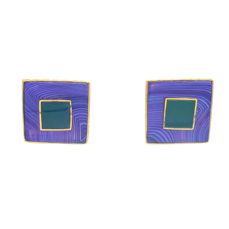 Porto Cervo Earrings - Purple Agate/Green