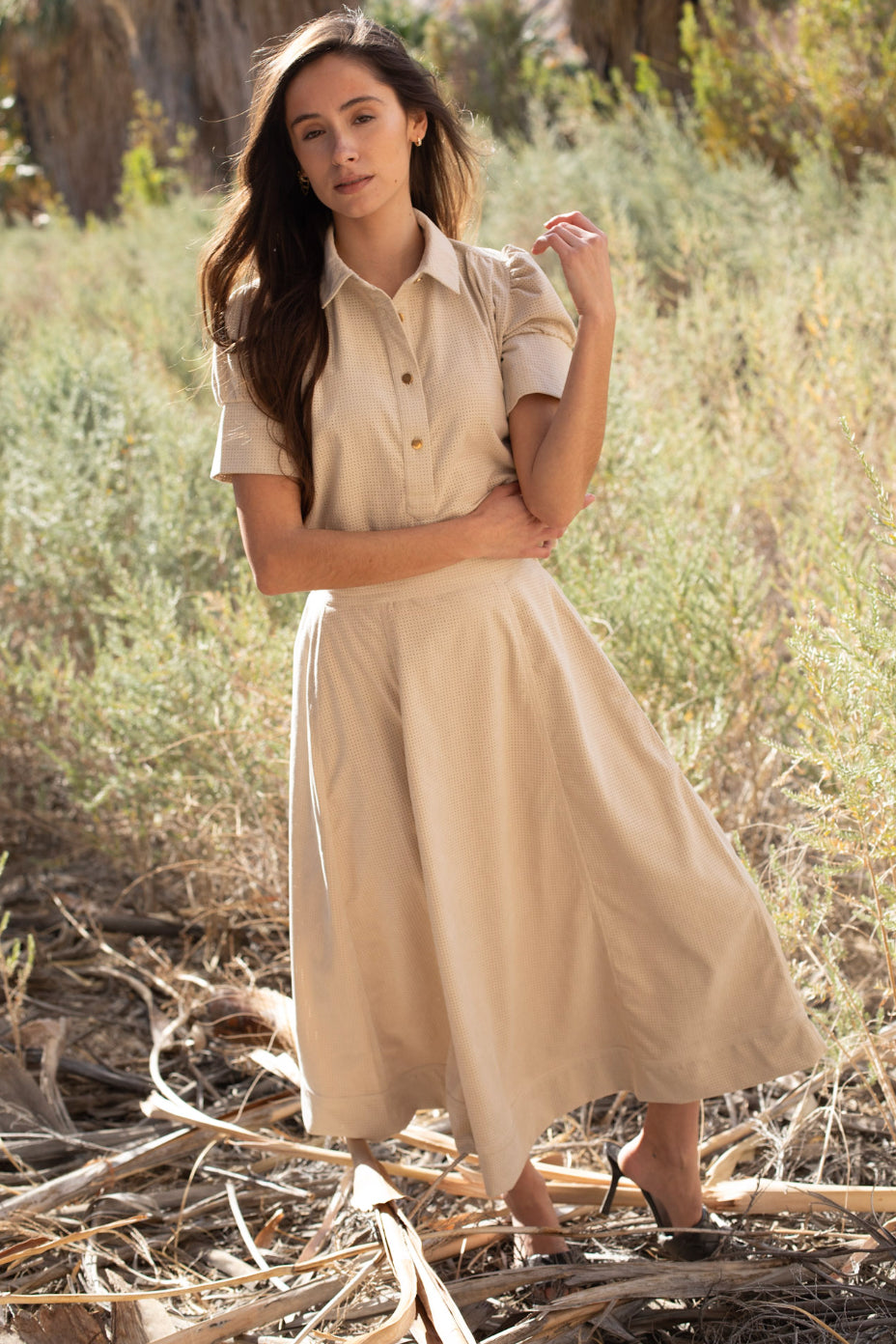 Never A Wallflower Circle Skirt - Pin Dot Faux Leather