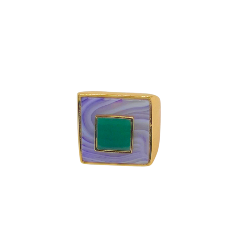 Mini Porto Cervo Ring - Purple Agate/Green