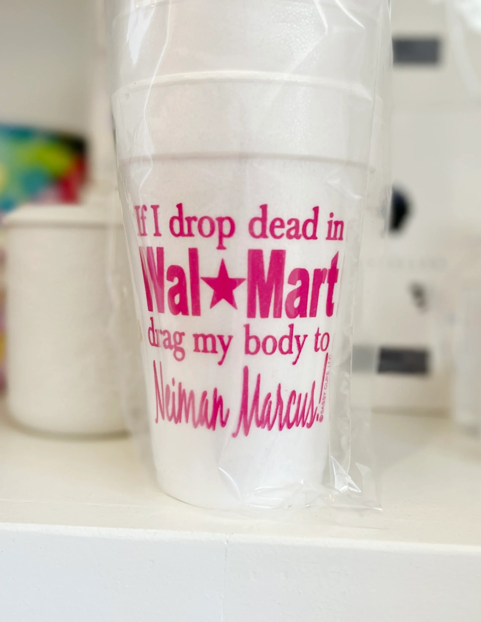 Walmart Styrofoam Cups (hot pink or blue)