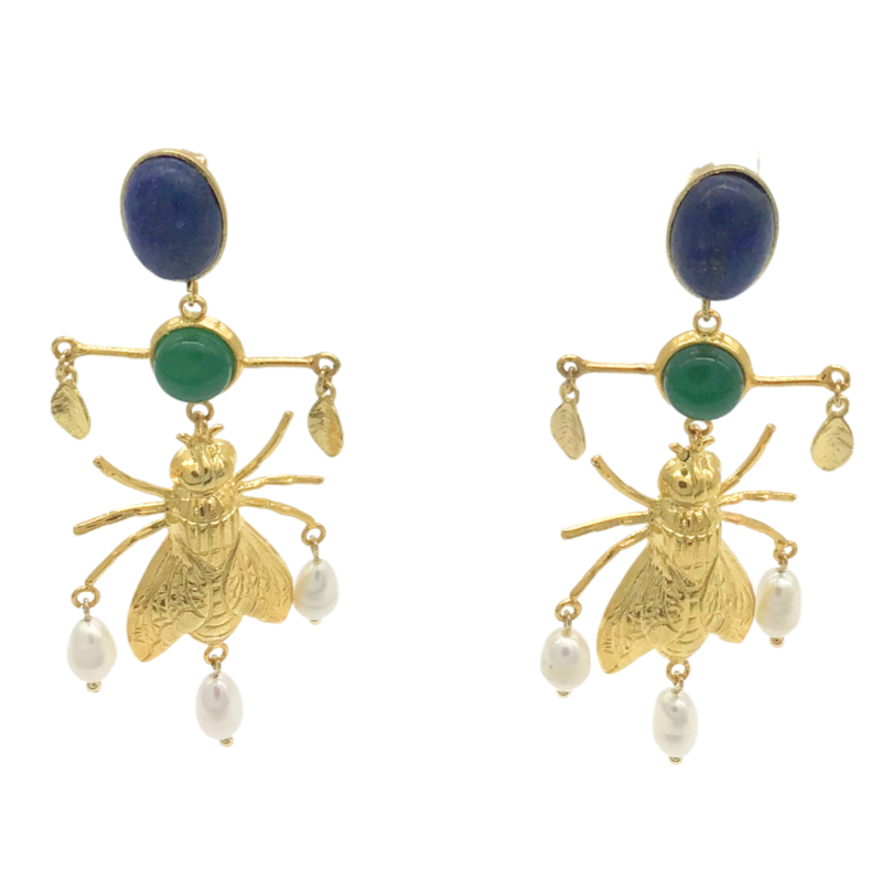 Short Bee Chandelier Earrings - (three colors)