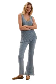 Barefoot Dreams Petal Edge Rib Tank - Blue Aura