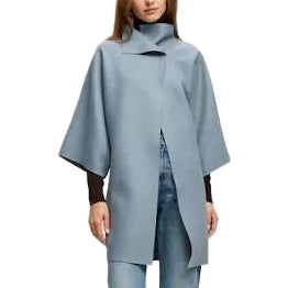 Harris Wharf London Kimono Mantle Pressed Wool Coat - Mineral Grey