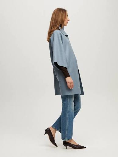 Harris Wharf London Kimono Mantle Pressed Wool Coat - Mineral Grey