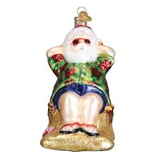 Sunning Santa Christmas Ornament