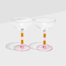 Striped Coupe Glasses Set  - (two colors)