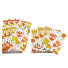 Annie Selke Orange Tulips Napkins - Cocktail or Guest Towels