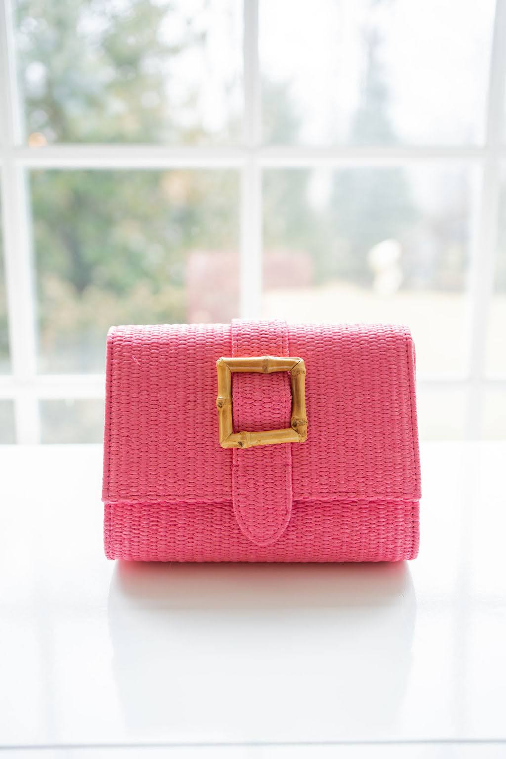 Lisi Lerch Janie Straw Clutch | Hot Pink