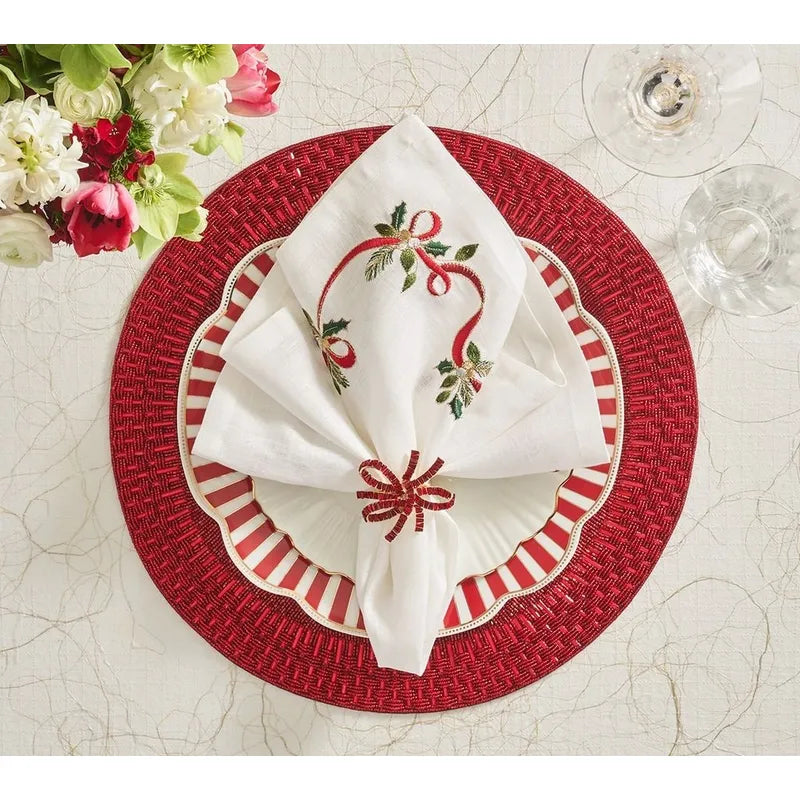 Kim Seybert Christmas Ribbon Napkins - Set of 4