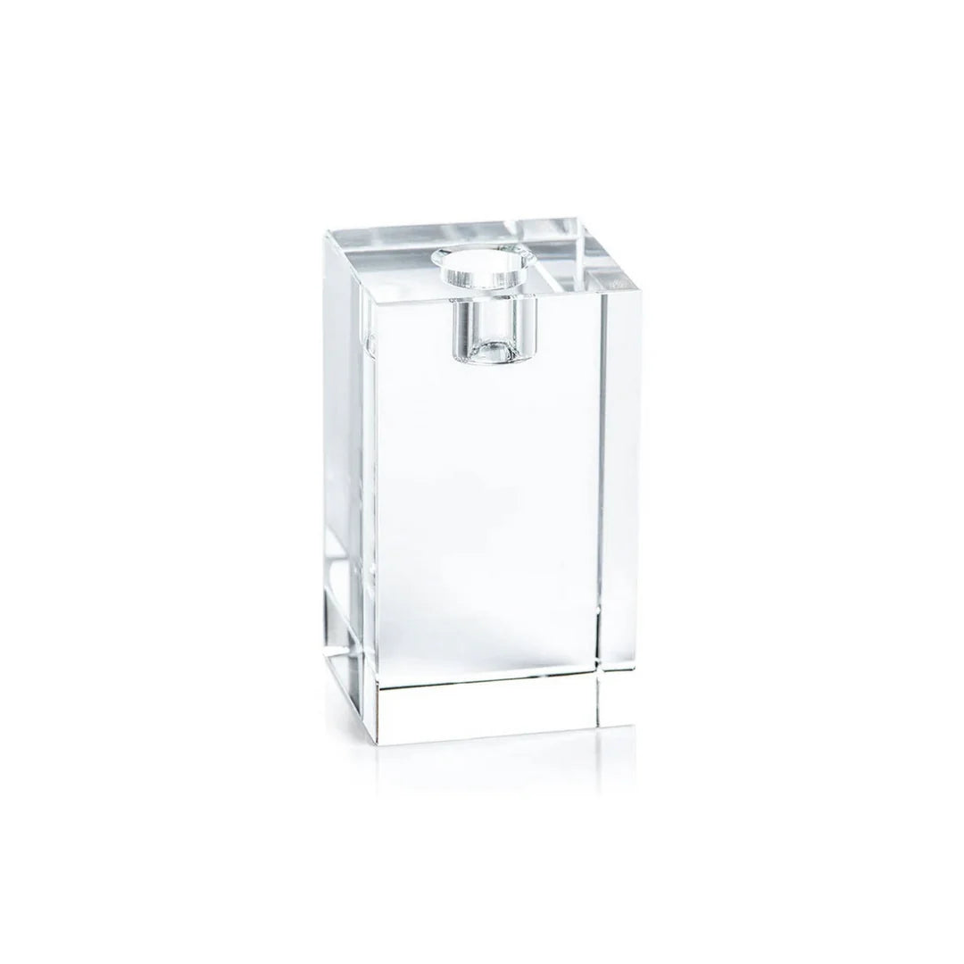 Square Crystal Glass Taper Holder - Clear 4"