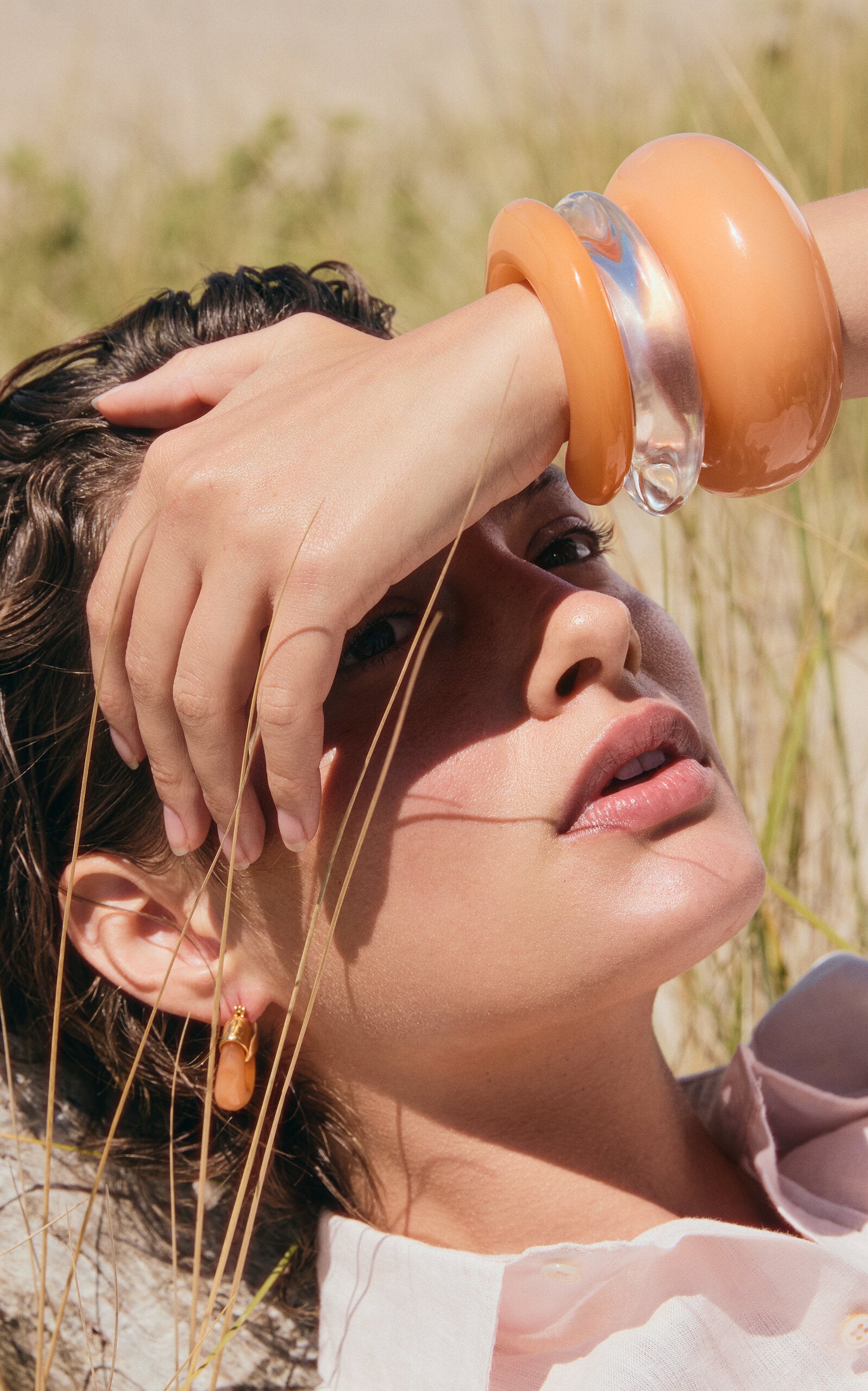 Lizzie Fortunato Mini Organic Hoops in Tangerine