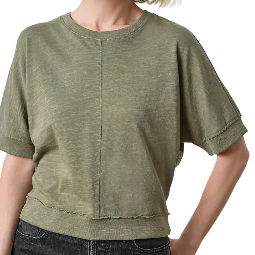 Lilla P Rib Trim Short Sleeve - Matcha