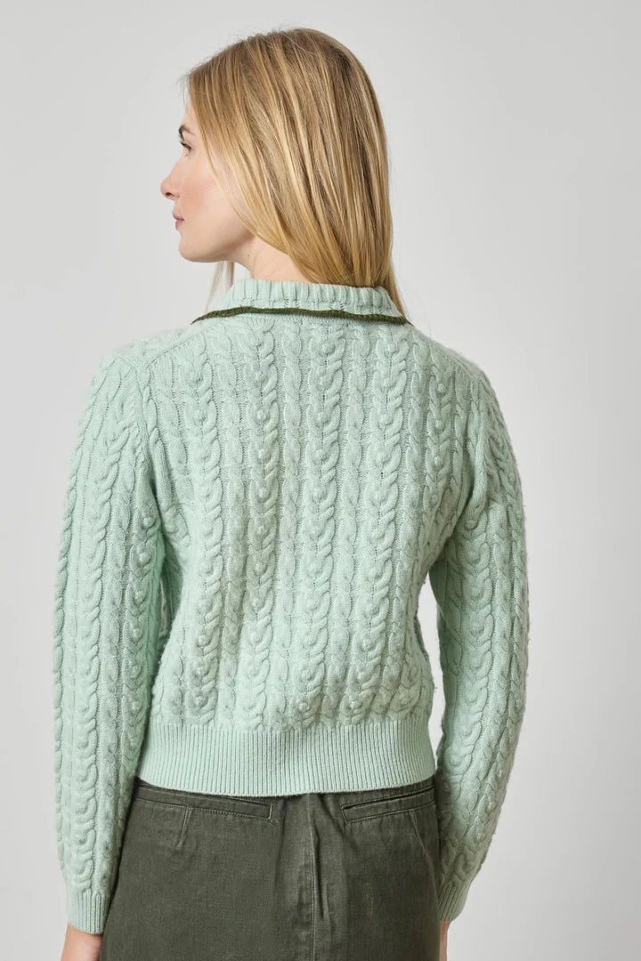 Lilla P Long Sleeve Polo Cardigan | Winter Mint