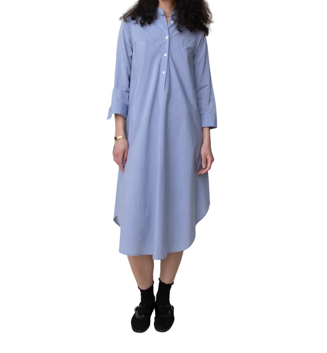 Heather Harlan - Long Shirt in Chambray Typewriter