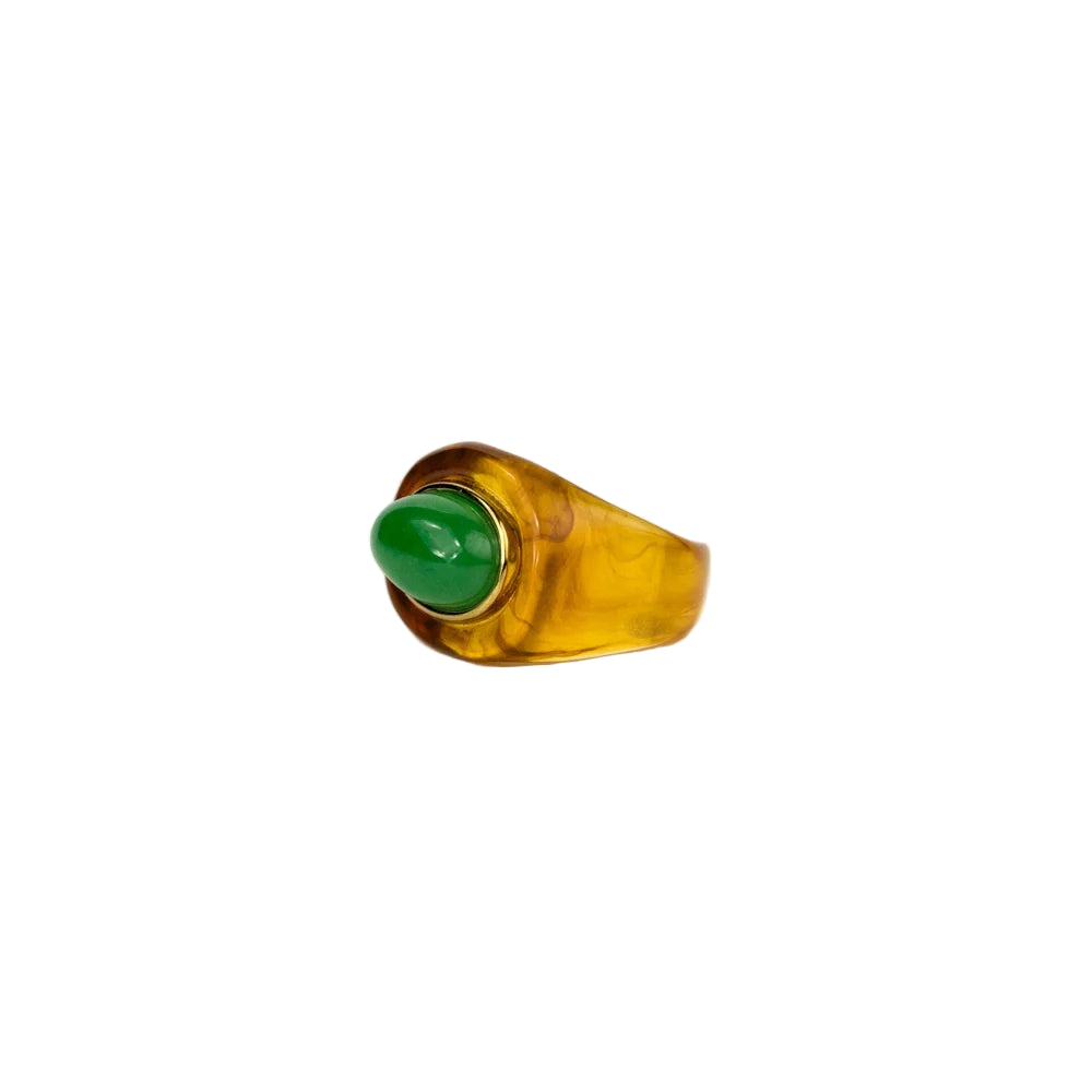 Lucas Jack Tortoise Shell Resin Ring - Green Quartz