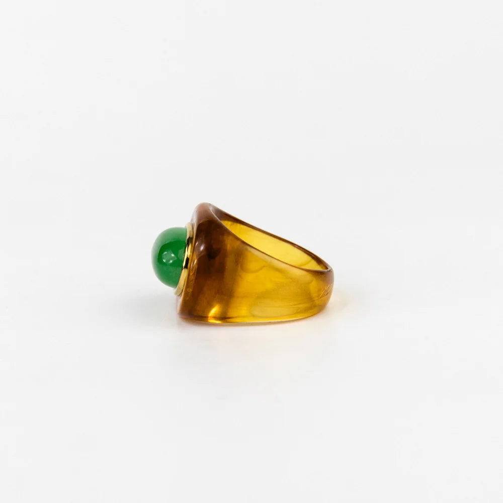 Lucas Jack Tortoise Shell Resin Ring - Green Quartz