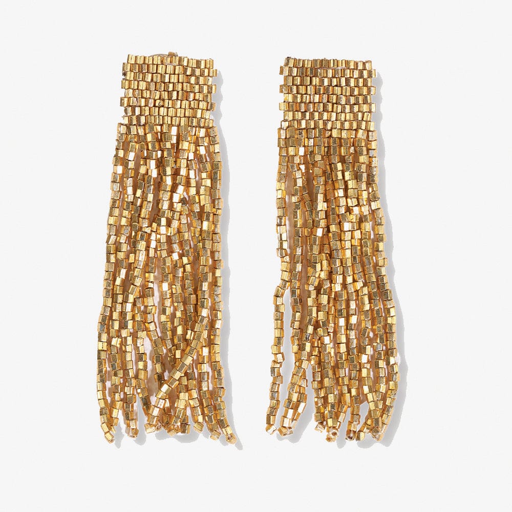 Marilyn Solid Beaded Fringe Earrings | Gold or Silver