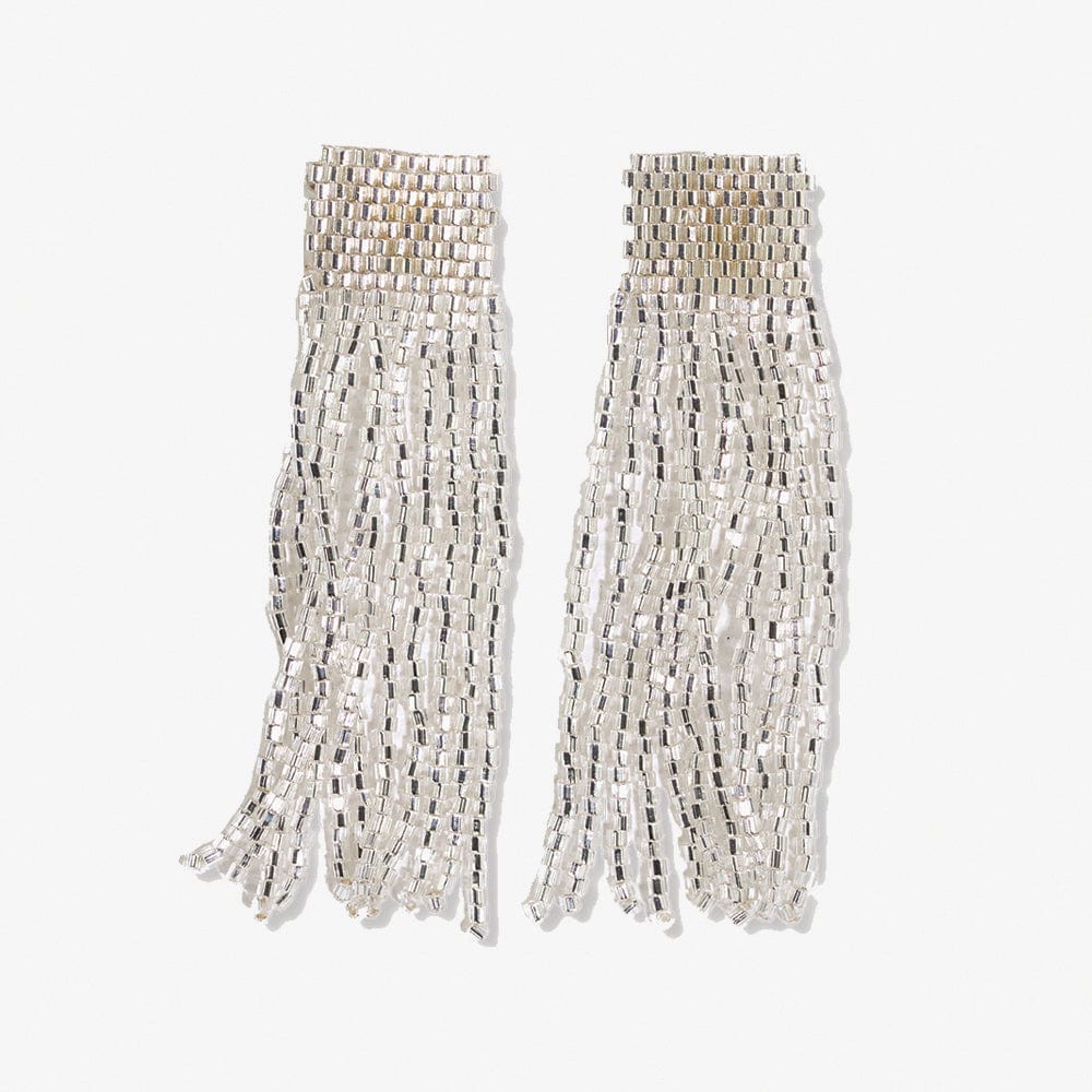 Marilyn Solid Beaded Fringe Earrings | Gold or Silver