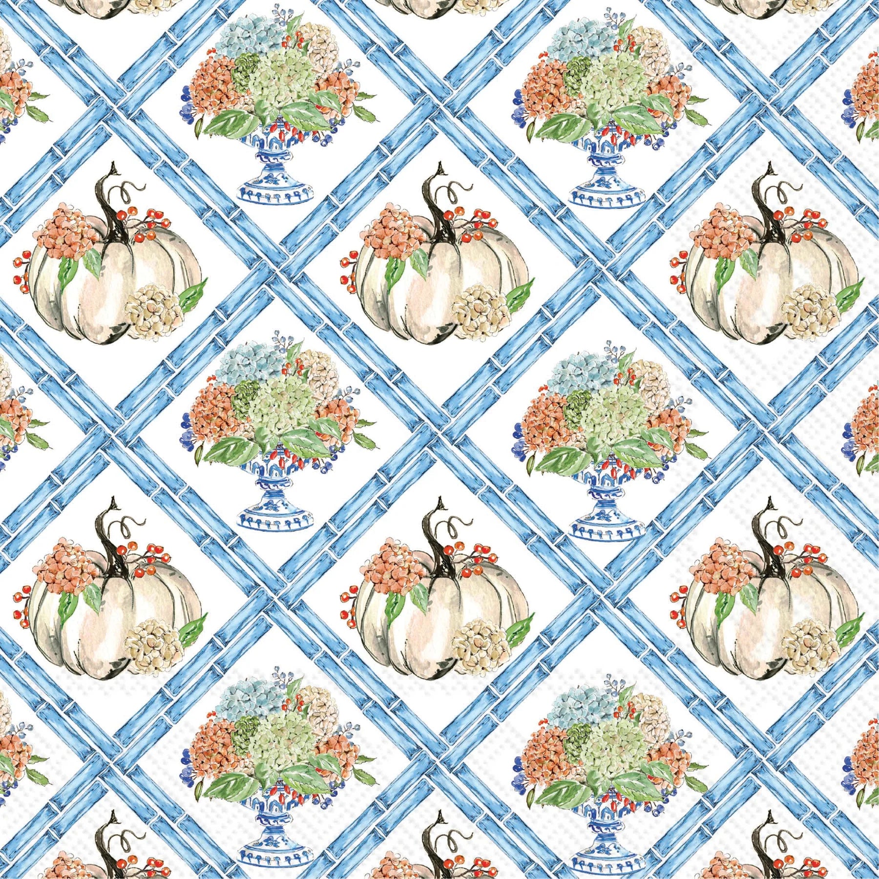 Fall Hydrangea Trellis Cocktail Napkins