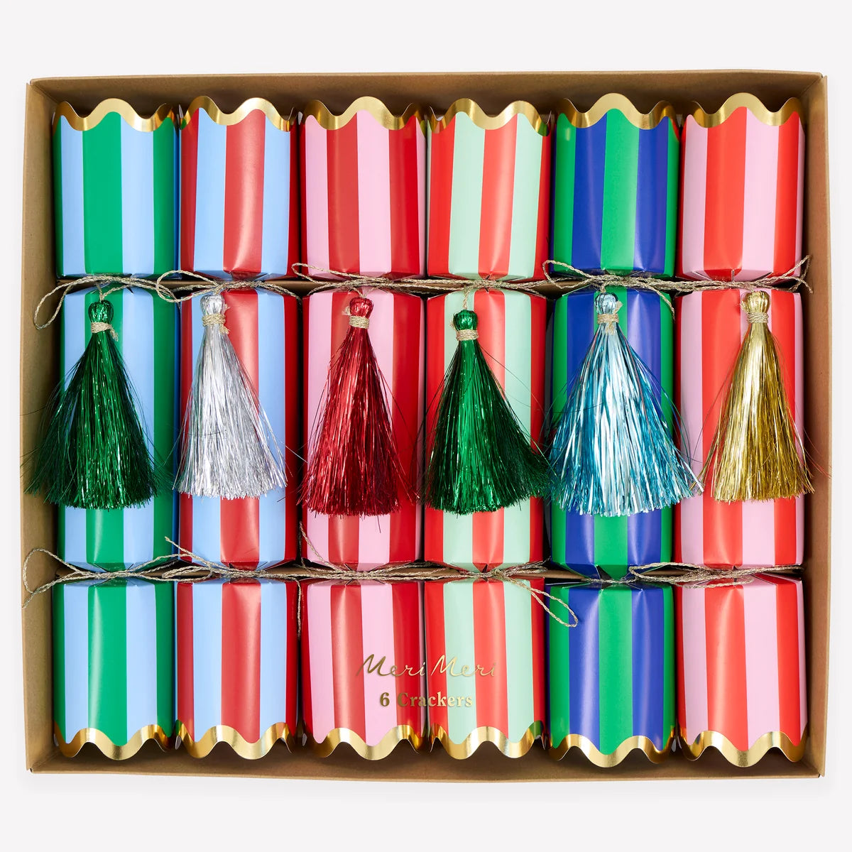 Striped Tinsel Tassel Crackers