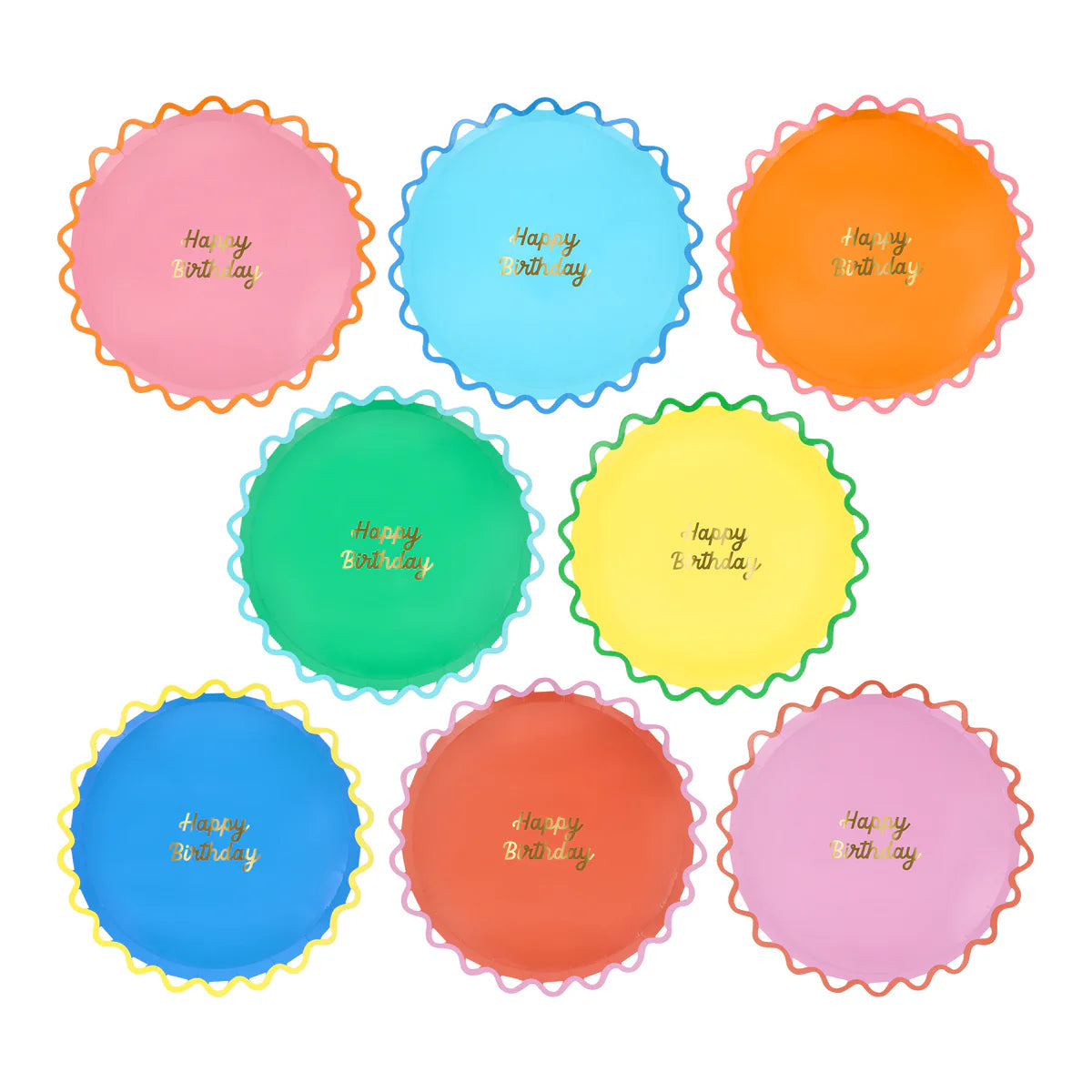 Happy Birthday Wiggle Edge Side Plates