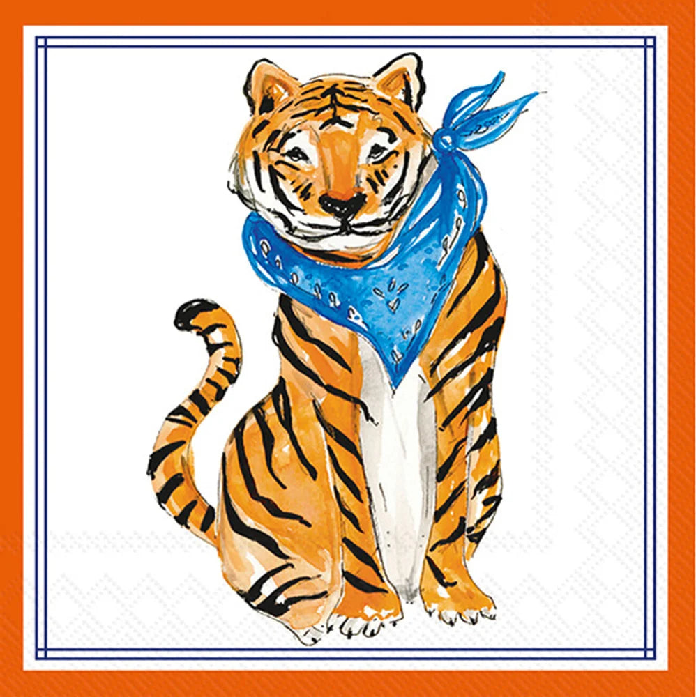 Blue Sitting Tiger Cocktail Napkins