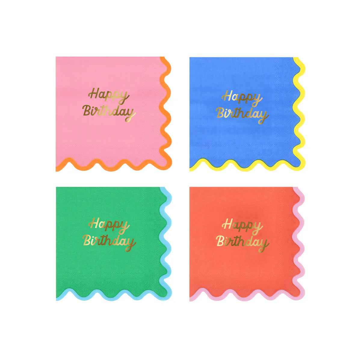 Happy Birthday Wiggle Edge Napkins - Two Sizes