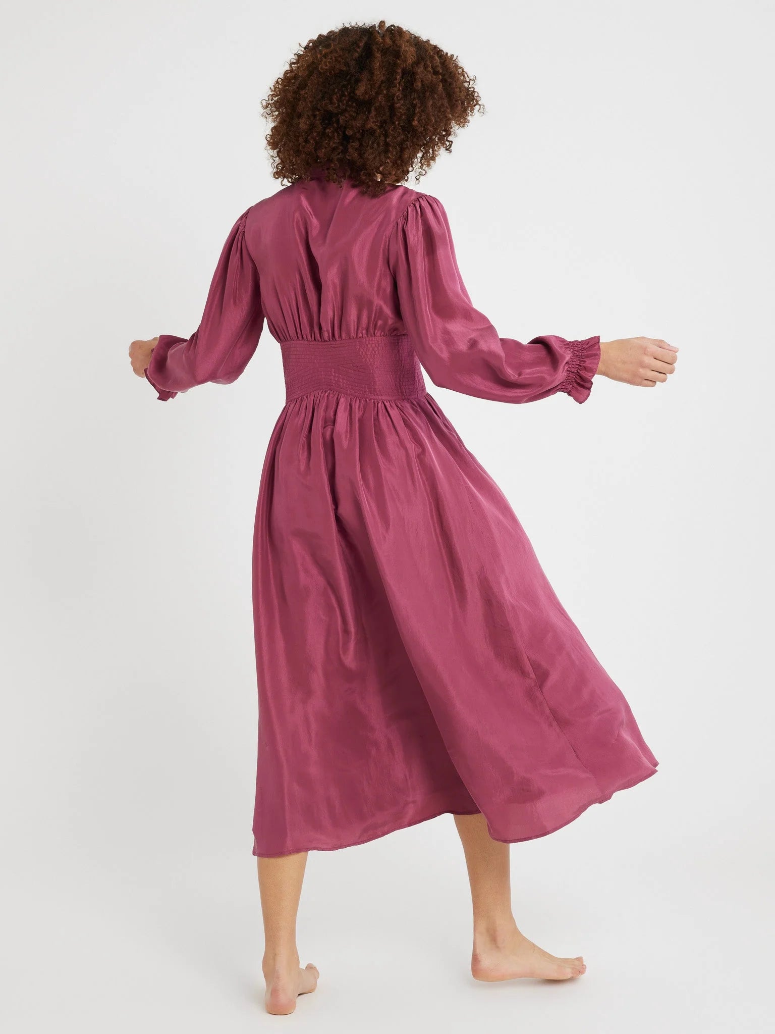 Mille Anya Dress - Plum Washed Silk