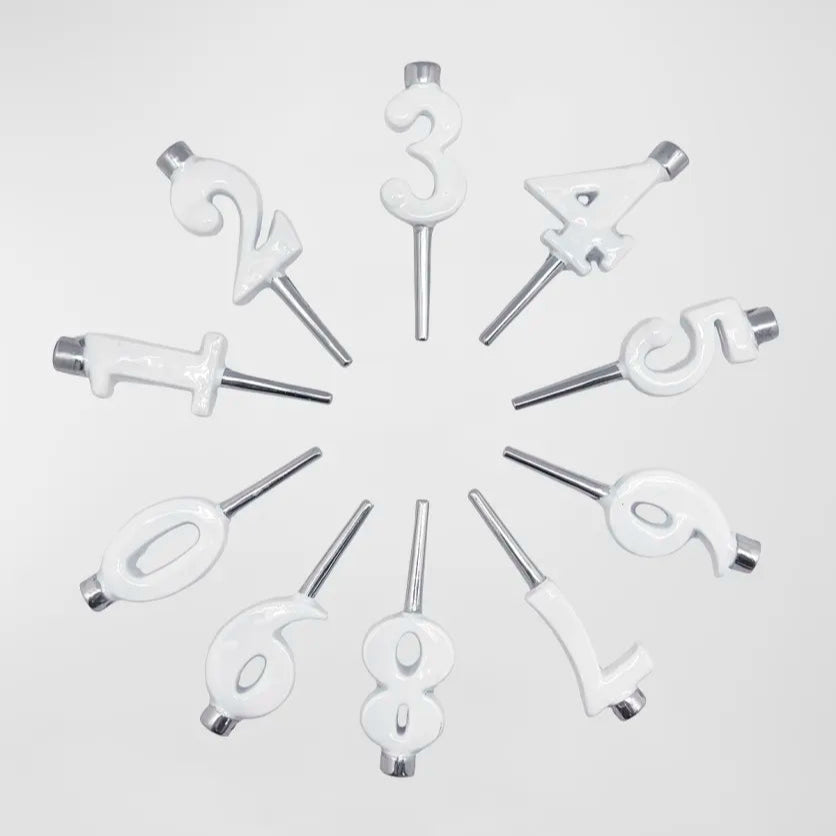 Mariposa White Candle Number Holder Set