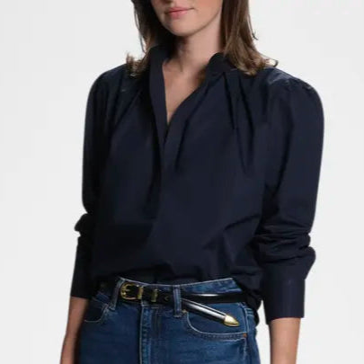 CISSA  Pleated Shoulder Shirt - Optic White or Navy