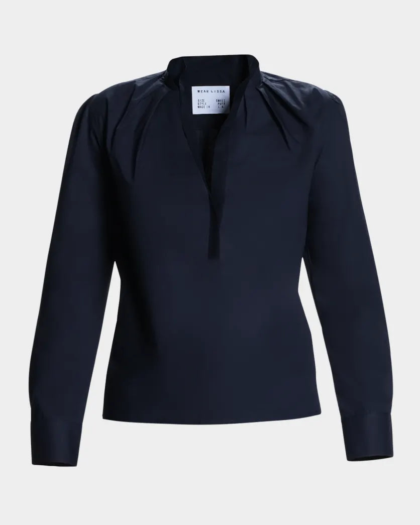 CISSA  Pleated Shoulder Shirt - Optic White or Navy