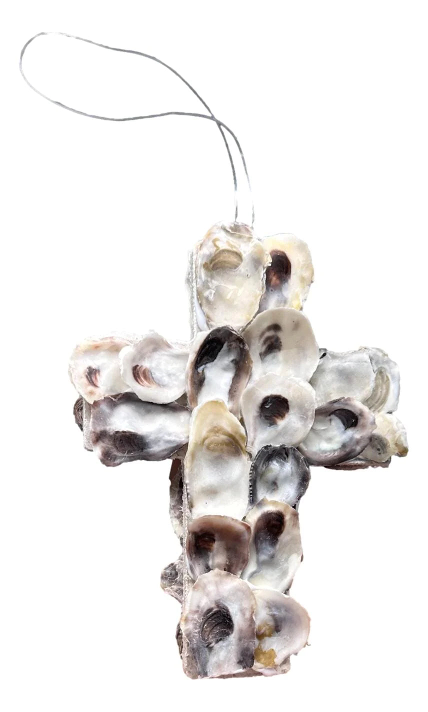 Oyster Shell Cross Ornament