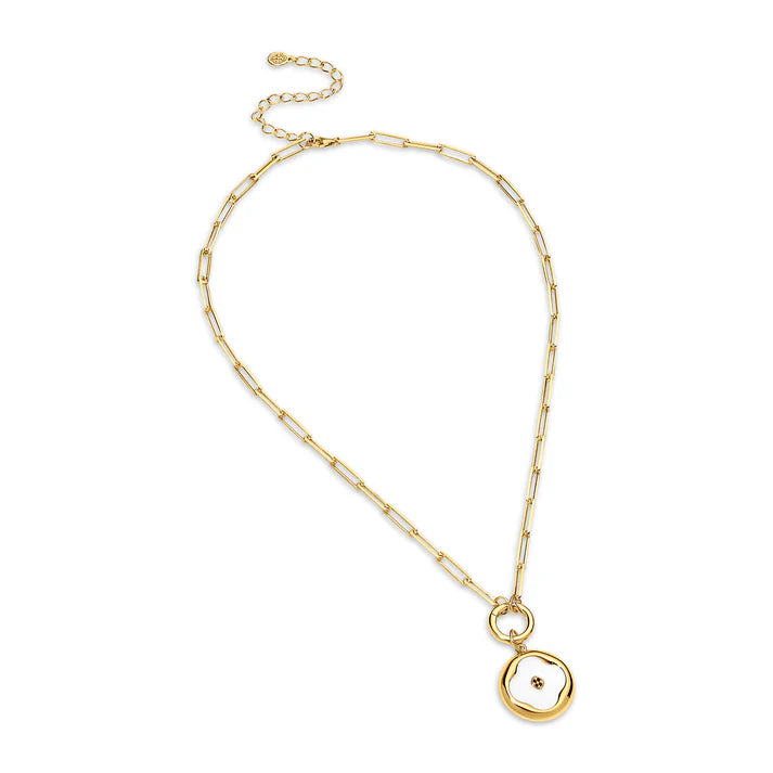 Gracewear Paperclip Choker with Enamel Flower Charm - Gold