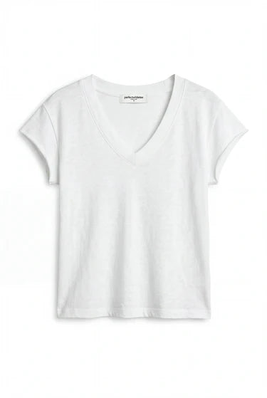 perfect white tee pearl japanese jersey v-neck-white