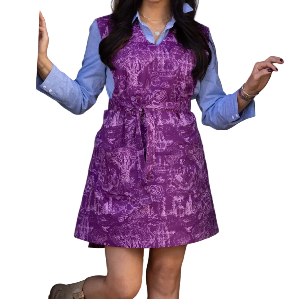 Classic Grace Apron Plum Caspia Toile Print