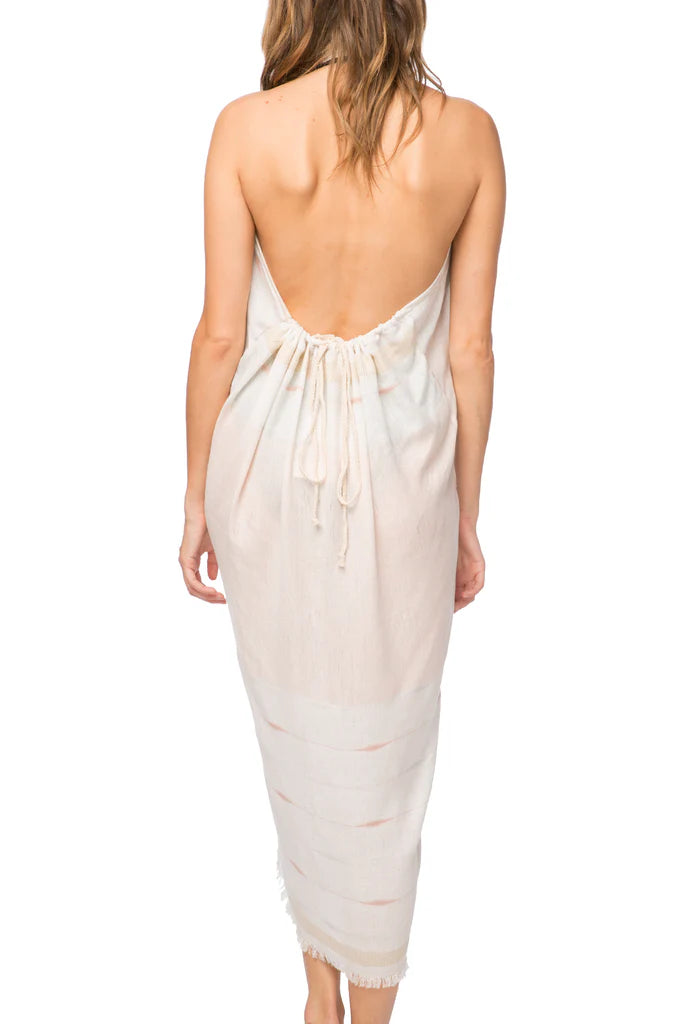 Fringe Halter/Shell Dress - Shimmer Tan